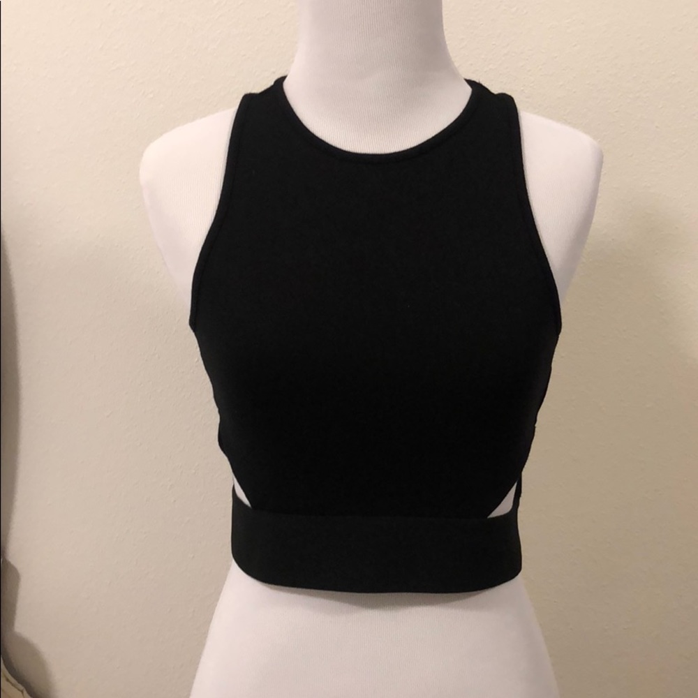 H&M DIVIDED BLACK HIGH NECK CROP TOP
